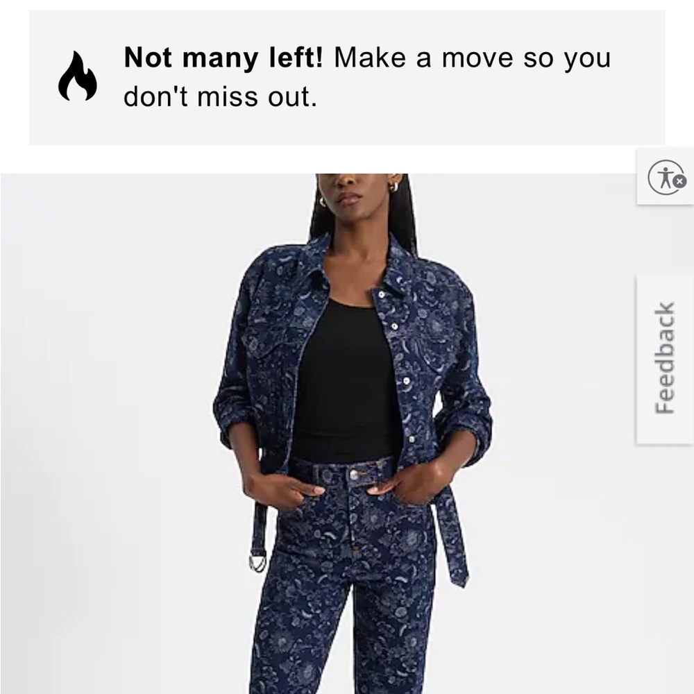 Express Blue Patterned Jean Jacket - Picture 7 of 9